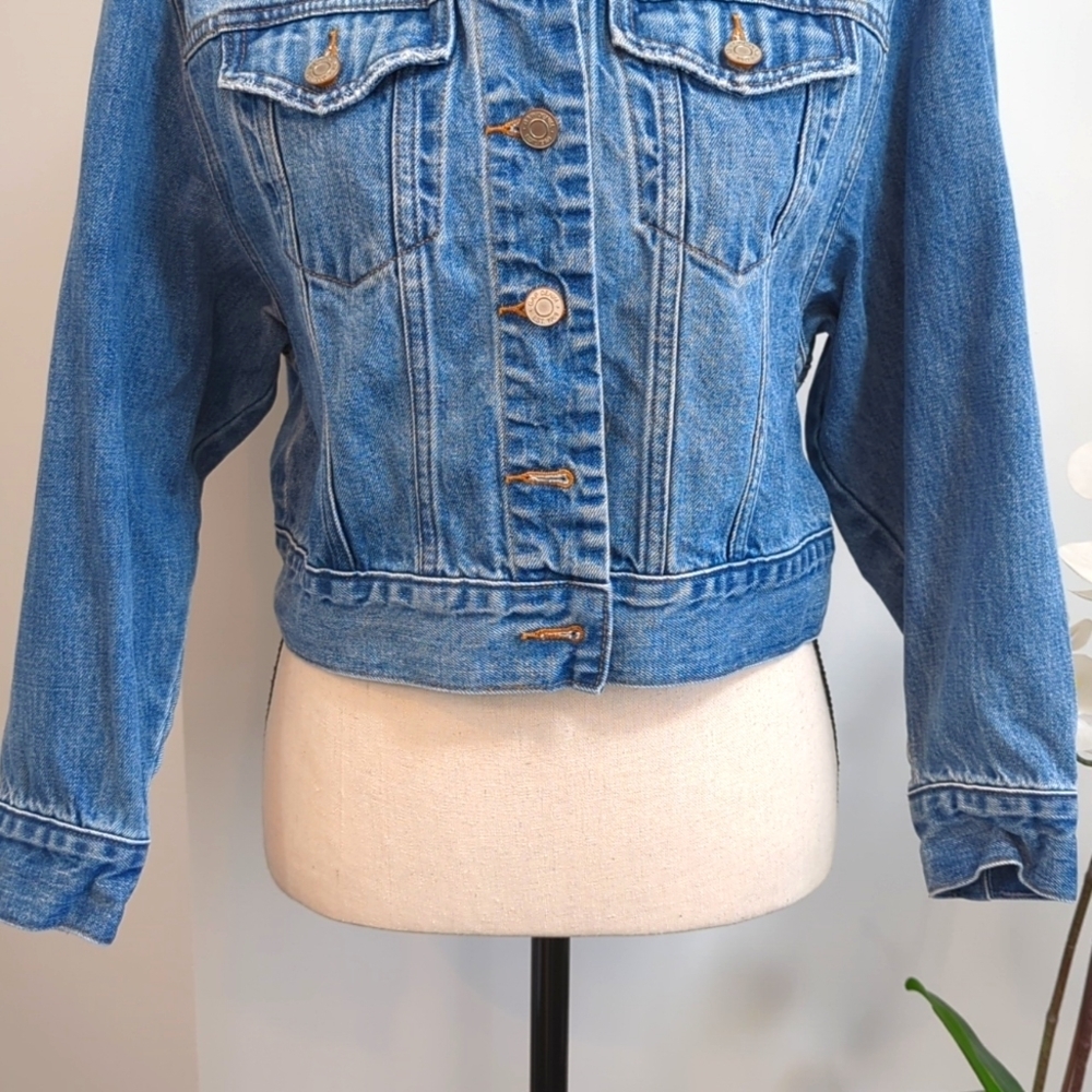 ✨HP✨ Gap Denim Long Sleeve Oversized Sherpa Jean Jacket Women's Petite XS - Picture 3 of 10